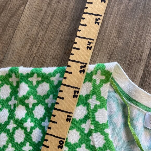 Charter Club Green Geometric Button Front Lightweight Cardigan Size Small - Picture 6 of 7